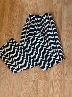 MANGO // Wave Print Wide-Leg Pants - Size XS